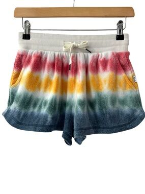 Feat women’s BlanketBlend Shorts XS Sunset Lover tie dye cozy beachy fleece NWT